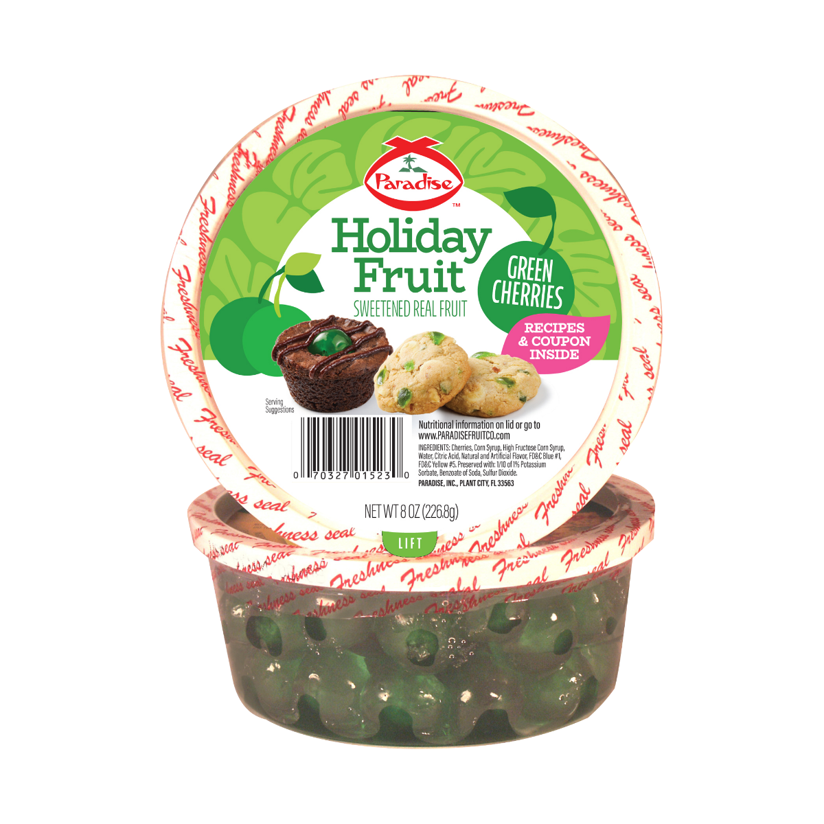 PARADISE: Fruit Grn Cherry Whl, 8 oz