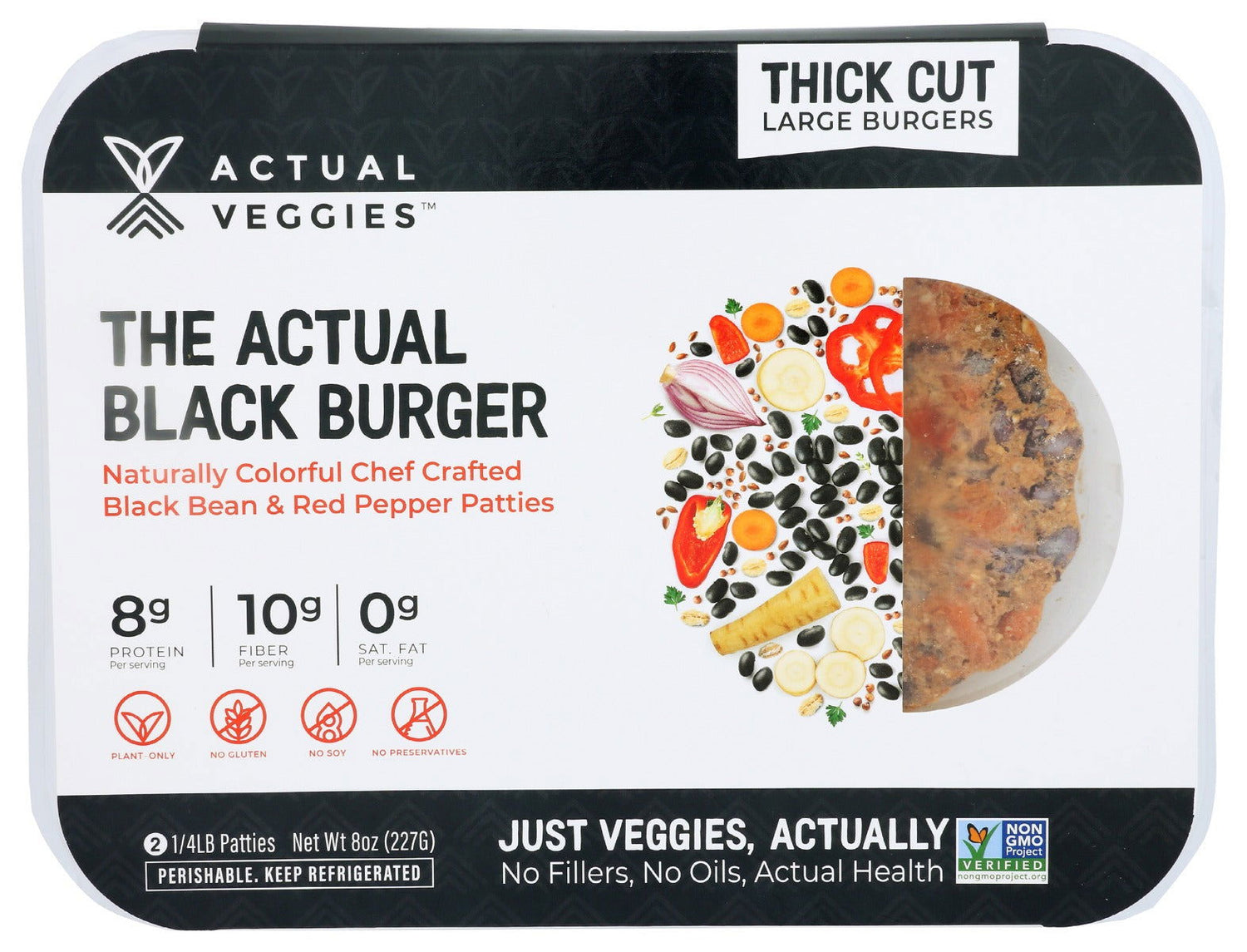ACTUAL VEGGIES: Burger Black, 8 oz - #tag1# - #tag2#