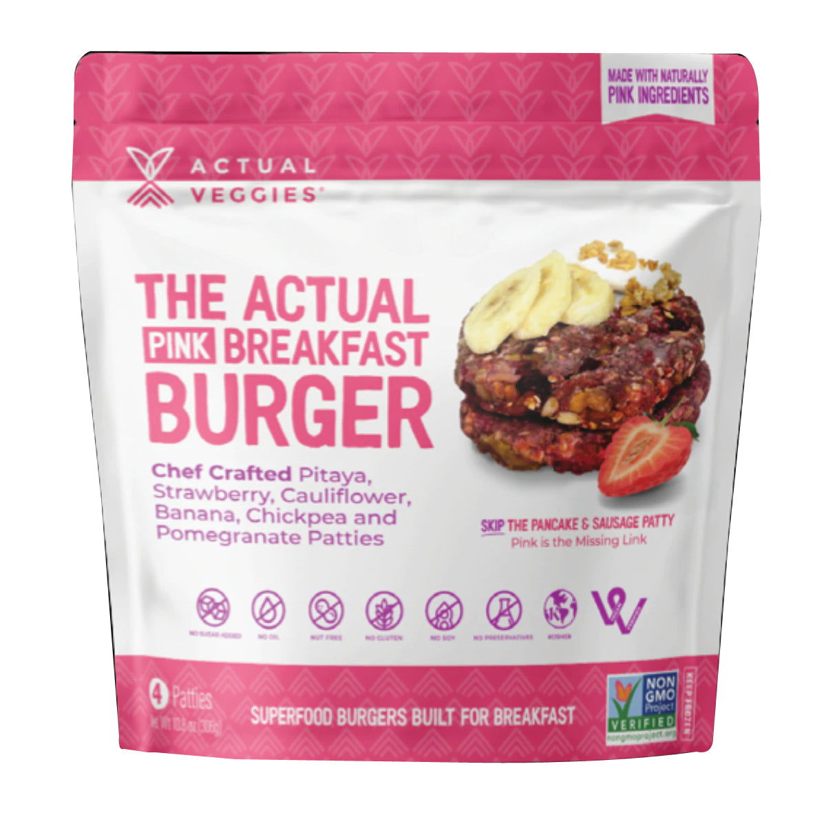 ACTUAL VEGGIES: The Actual Pink Breakfast Burger, 10.8 oz - #tag1# - #tag2#