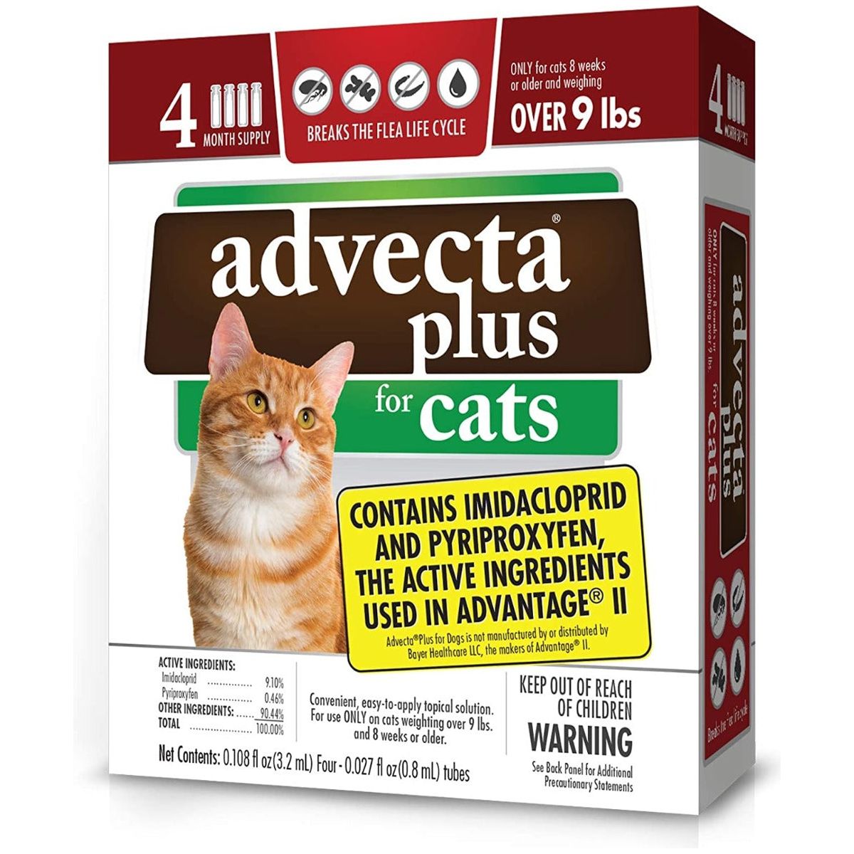 ADVECTA: Plus Flea Protection for Cats Over 9 Lbs, 4 do - #tag1# - #tag2#