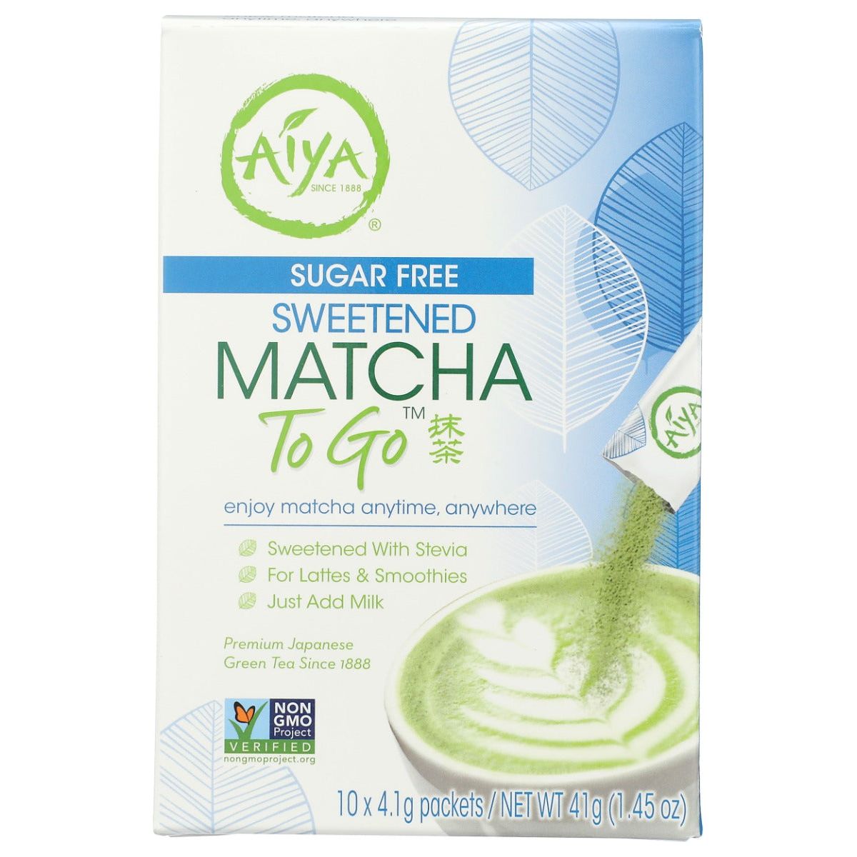 AIYA: Sugar Free Sweetened Matcha To Go Sticks  10ct, 1.44 oz - #tag1# - #tag2#