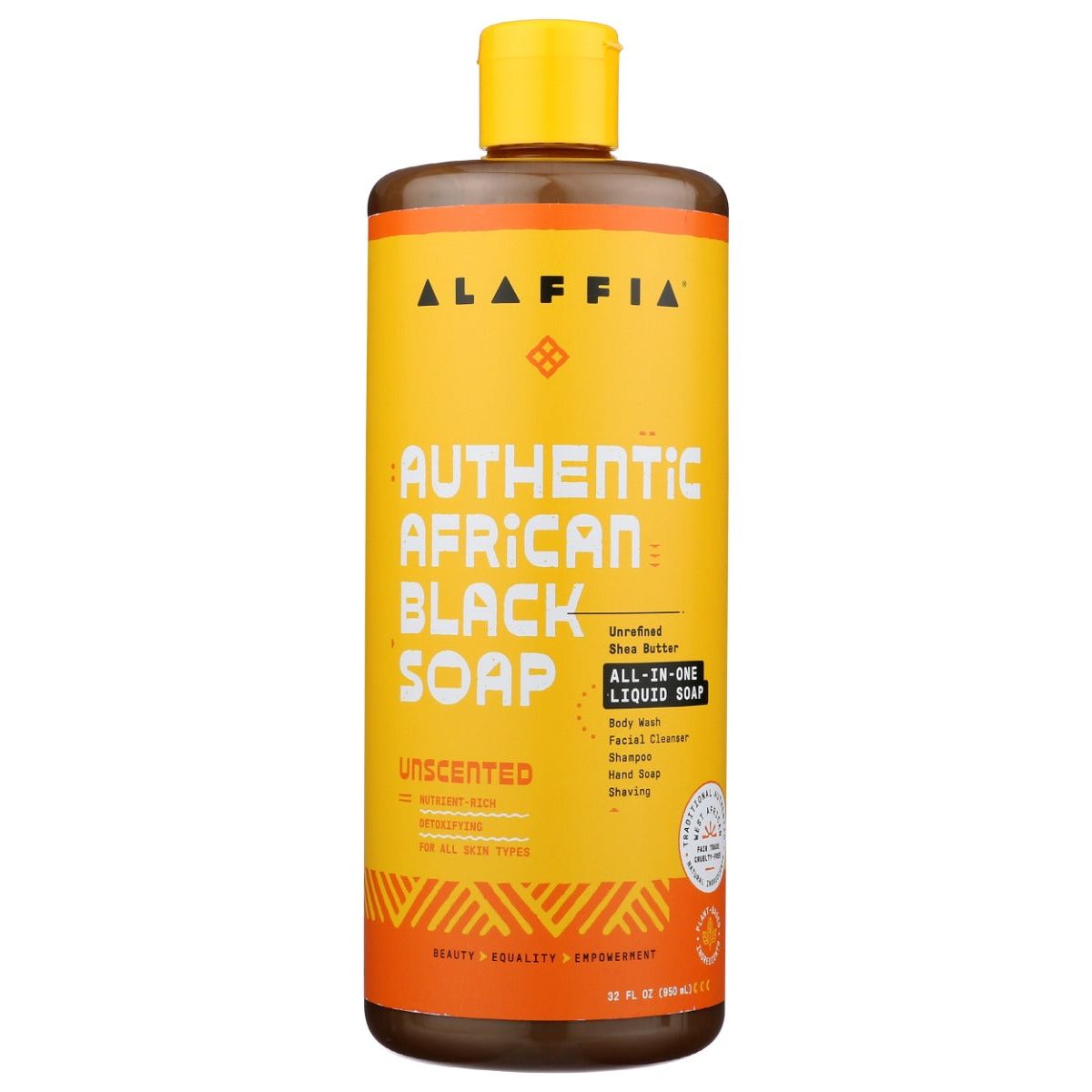 ALAFFIA: Authentic African Black Soap All In One Unscented, 32 fo - #tag1# - #tag2#