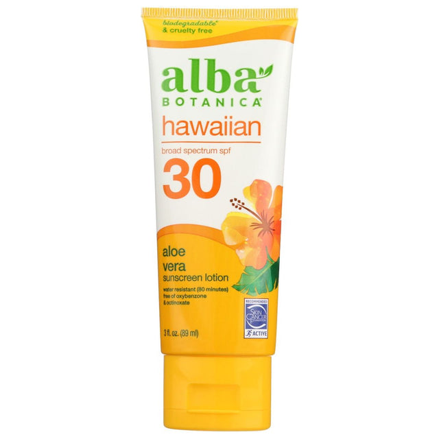 ALBA BOTANICA: Hawaiian Sunscreen Aloe Vera Sunscreen Lotion SPF 30, 3 oz - #tag1# - #tag2#