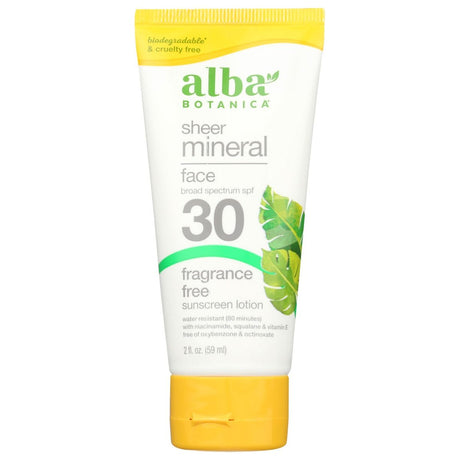 ALBA BOTANICA: Sheer Mineral Sunscreen Fragrance Free Sunscreen Lotion SPF 30, 2 fo - #tag1# - #tag2#