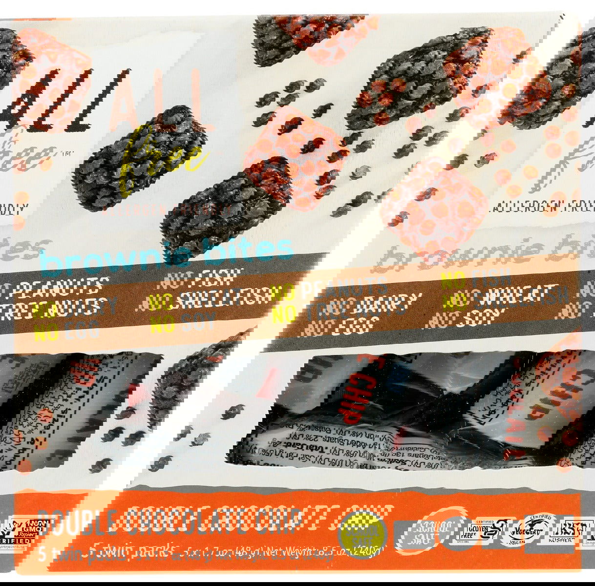 ALLFREE: Double Chocolate Chip Brownie Bites 5 Packs, 8.5 oz - #tag1# - #tag2#