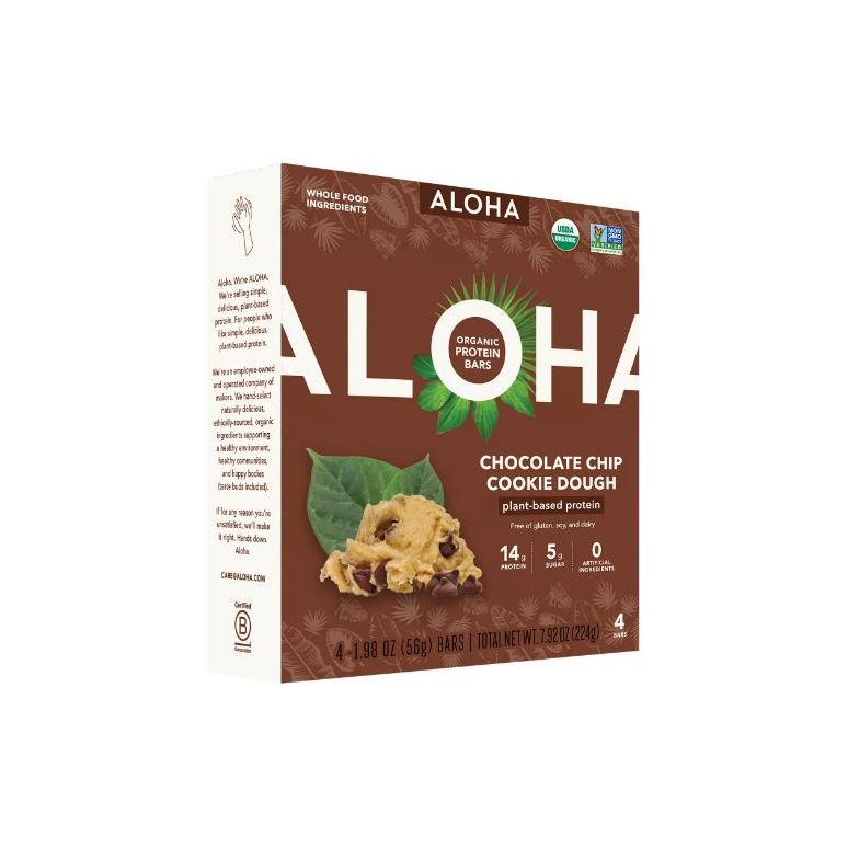 ALOHA: Chocolate Chip Cookie Dough Protein Bar 4Pack, 7.92 oz - #tag1# - #tag2#