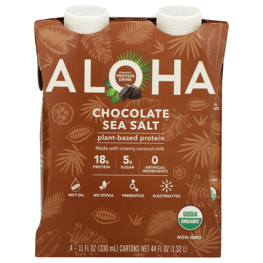 ALOHA: Chocolate Sea Salt Protein Drink 4Pk, 44 fo - #tag1# - #tag2#