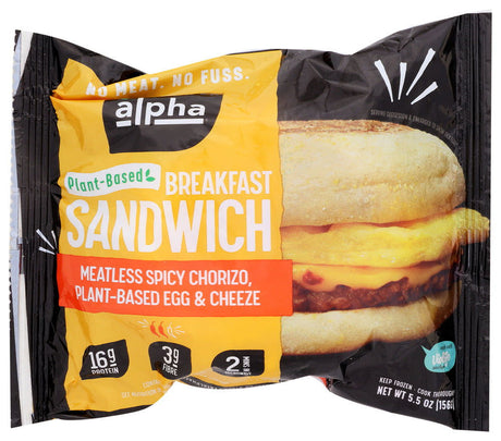 ALPHA FOODS: Meatless Spicy Chorizo Breakfast Sandwich, 5.5 oz - #tag1# - #tag2#