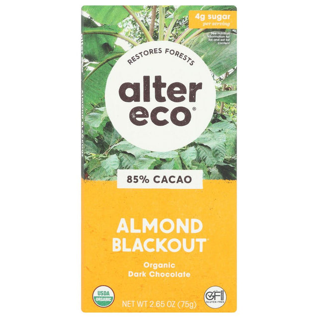 ALTER ECO: Almond Blackout Dark Chocolate Bar, 2.65 oz - #tag1# - #tag2#