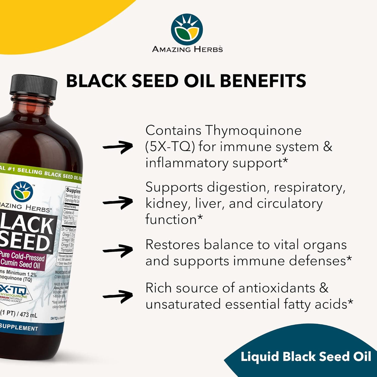 AMAZING HERBS BLACK SEED  Oil Blend Pumpkin Seed Oil, 8 fl oz - #tag1# - #tag2#