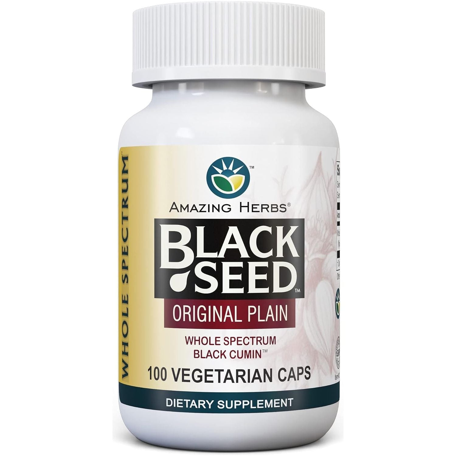AMAZIN HERBS BLACK SEED Original Plain Black Cumin, 100 Veg. Capsules - #tag1# - #tag2#