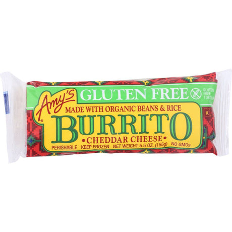 AMYS: Beans & Rice Cheddar Cheese Gluten Free Burrito, 5.5 oz - #tag1# - #tag2#