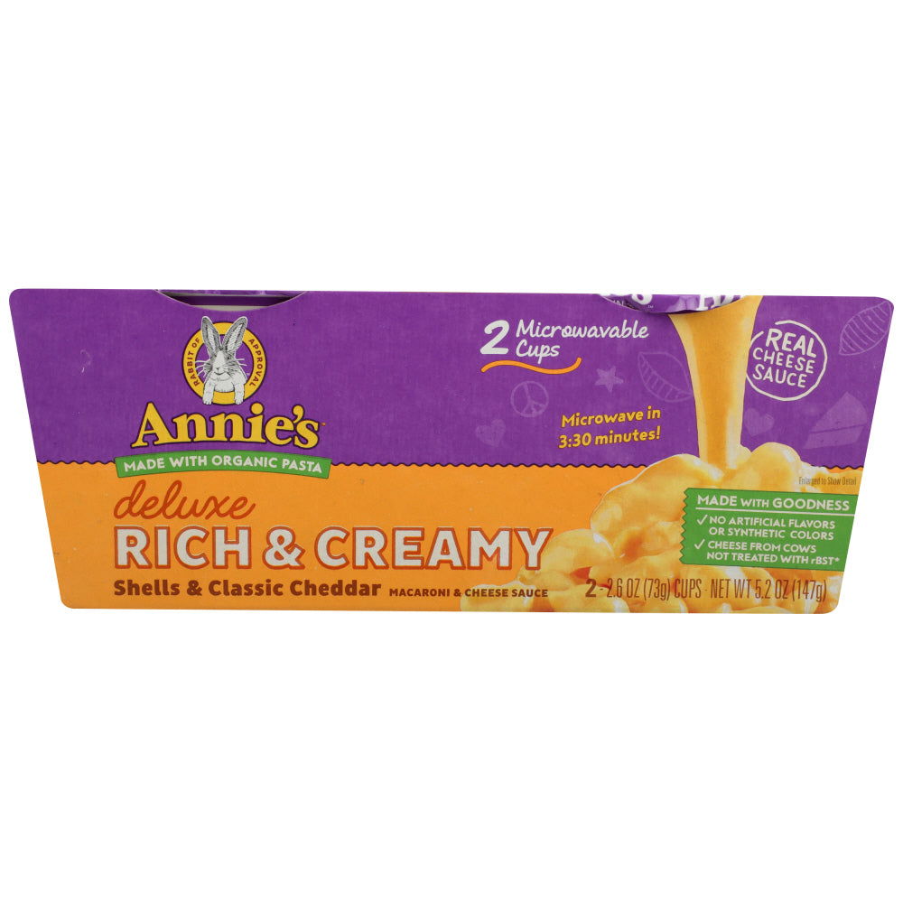ANNIES HOMEGROWN: Deluxe Rich & Creamy Shells & Classic Cheddar Microwavable Mac & Cheese Cup 2Pk, 5.2 oz - #tag1# - #tag2#
