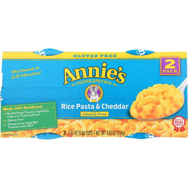 ANNIES HOMEGROWN: Pasta Cup Rice & Chdr Gf 2Pk, 4.02 oz - #tag1# - #tag2#