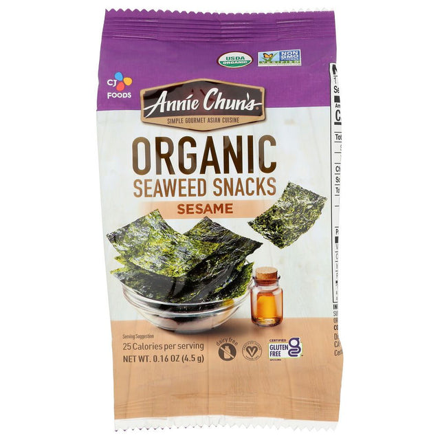 ANNIE CHUNS: Seaweed Snack Sesame Mini, 0.16 oz - #tag1# - #tag2#