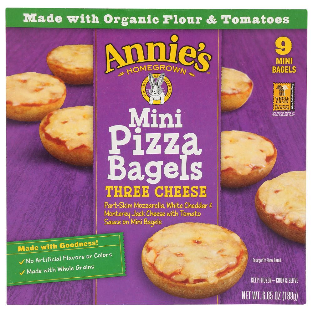 ANNIE'S HOMEGROWN: Mini Pizza Bagels Three Cheese 9 Each, 6.65 oz - #tag1# - #tag2#