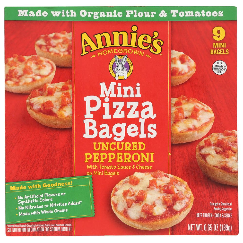ANNIE'S HOMEGROWN: Mini Pizza Bagels Uncured Pepperoni, 6.65 oz - #tag1# - #tag2#