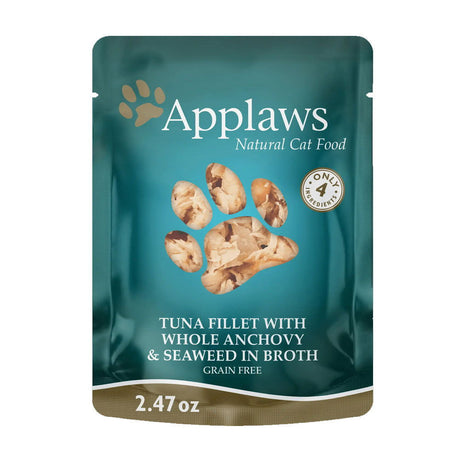 APPLAWS: Cat Food Pouch Tuna with whole Anchovy and Seaweed in Broth 2.47 oz - #tag1# - #tag2#
