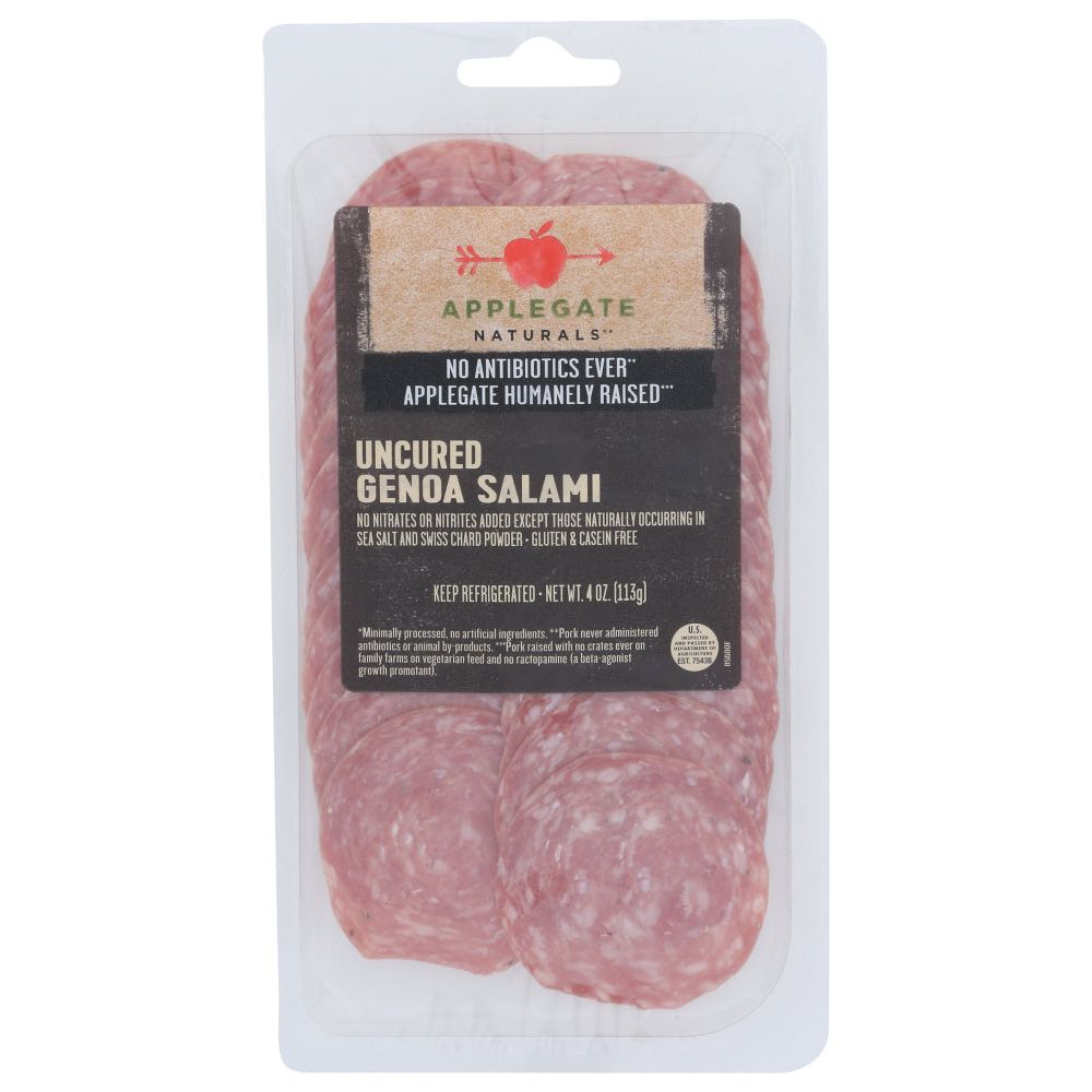 APPLEGATE: Sliced Uncured Genoa Salami, 4 oz - #tag1# - #tag2#