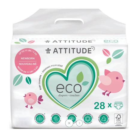 ATTITUDE: Biodegradable Baby Diapers Newborn, 28 un - #tag1# - #tag2#