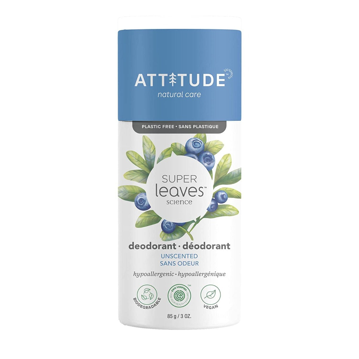 ATTITUDE: Super Leaves Unscented Deodorant, 3 oz - #tag1# - #tag2#