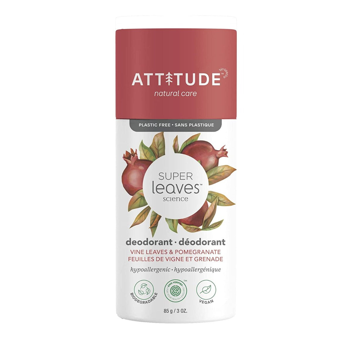 ATTITUDE: Vine Leaves & Pomegranate Deodorant, 3 oz - #tag1# - #tag2#