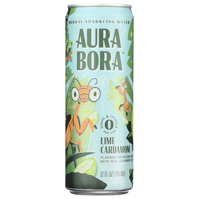 AURA BORA: Lime Cardamom Flavored Sparkling Water, 12 fo - #tag1# - #tag2#