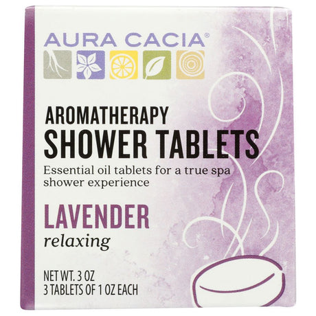 AURA CACIA: Aromatherapy Shower Tablets Relaxing Lavender 3 tablets (1 oz each), 3 oz - #tag1# - #tag2#