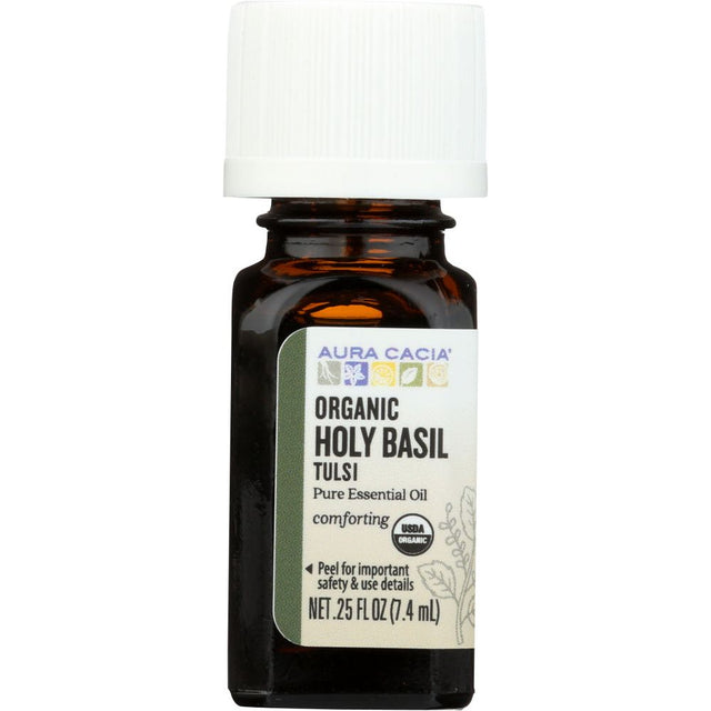 AURA CACIA: Holy Basil Tulsi Pure Essential Oil, 0.25 oz - #tag1# - #tag2#