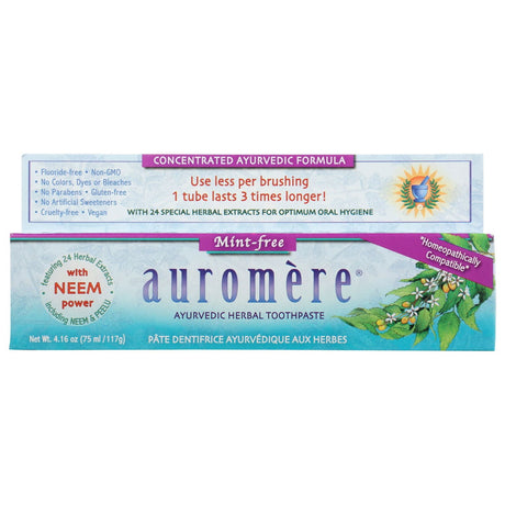 AUROMERE: Mint Free Ayurvedic Toothpaste, 4.16 oz - #tag1# - #tag2#