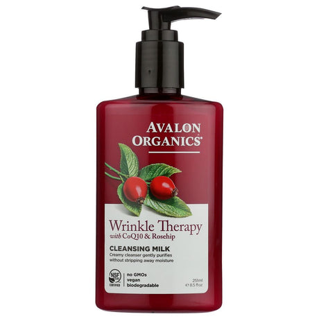 AVALON ORGANICS: Wrinkle Therapy Cleansing Milk with CoQ10 & Rosehip, 8.5 oz - #tag1# - #tag2#