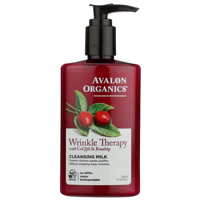 AVALON ORGANICS: Wrinkle Therapy Cleansing Milk with CoQ10 & Rosehip, 8.5 oz - #tag1# - #tag2#
