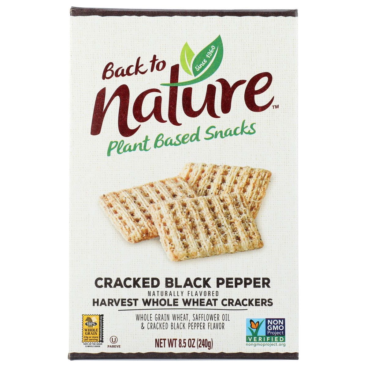 BACK TO NATURE: Cracked Black Pepper Harvest Whole Wheat Crackers, 8.5 oz - Sunshine Co Op. - #tag1# - #tag2# - #tag3# - #tag4#