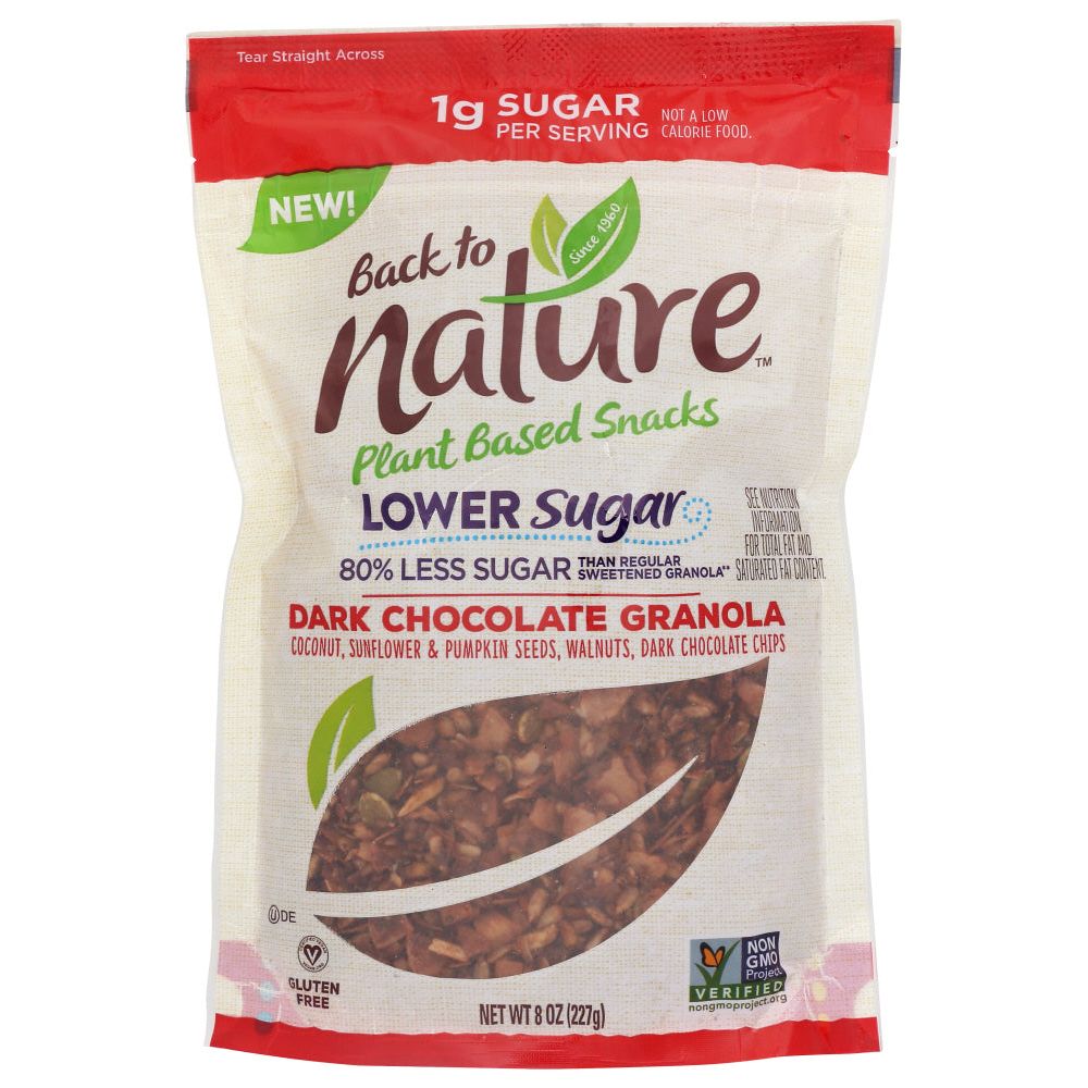 BACK TO NATURE: Lower Sugar Dark Chocolate Granola, 8 oz - #tag1# - #tag2#