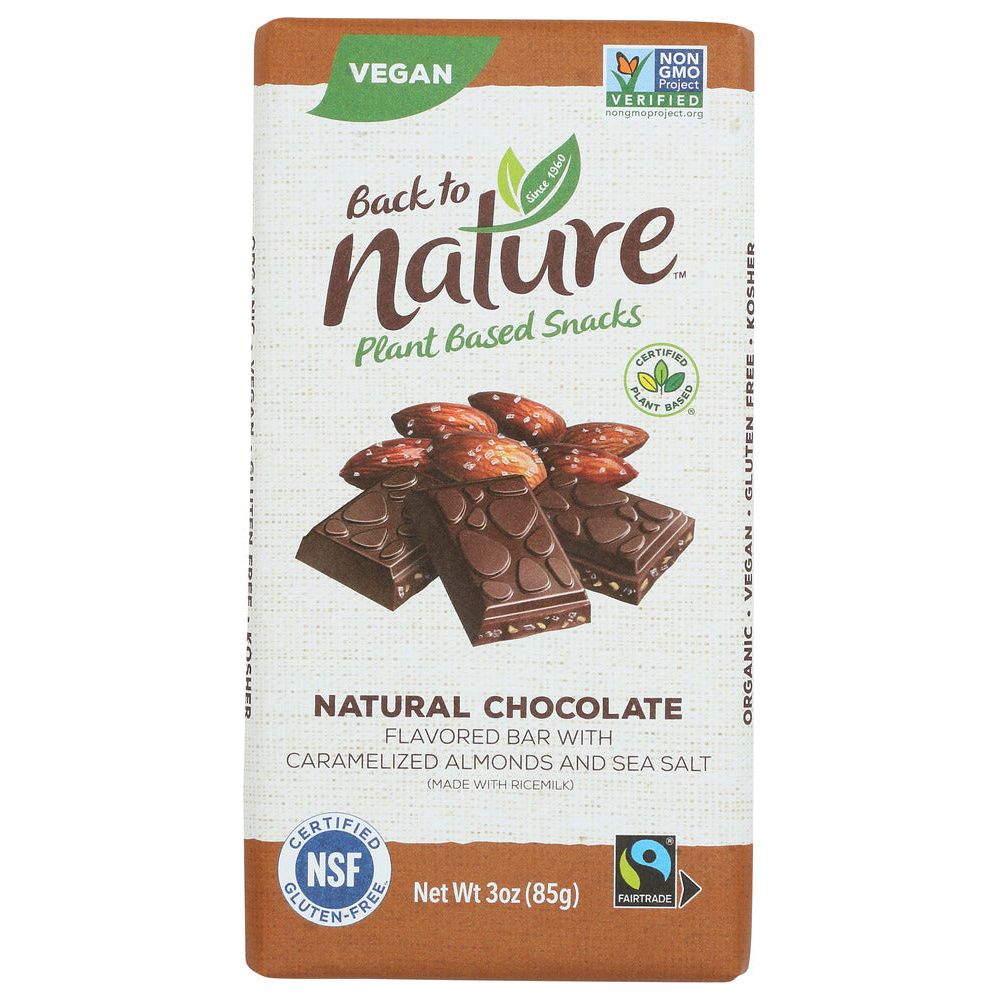 BACK TO NATURE: Natural Chocolate Bar Flavored With Caramelized Almonds and Sea Salt, 3 oz - #tag1# - #tag2#