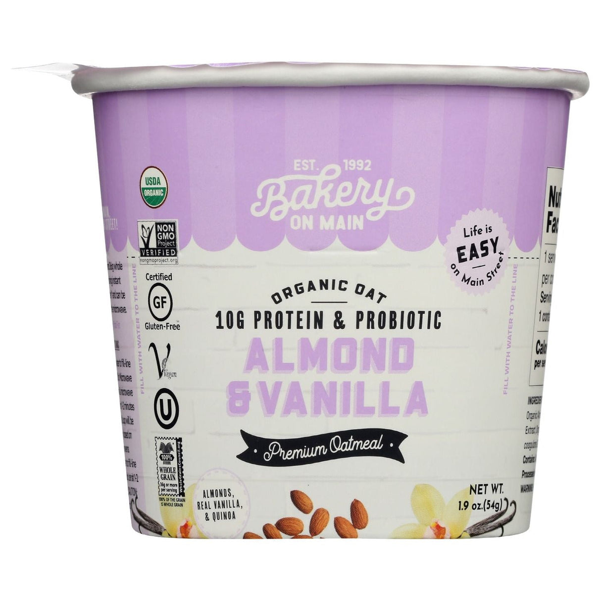 BAKERY ON MAIN: Oatmeal Cup Alm Van Org, 1.9 oz - #tag1# - #tag2#