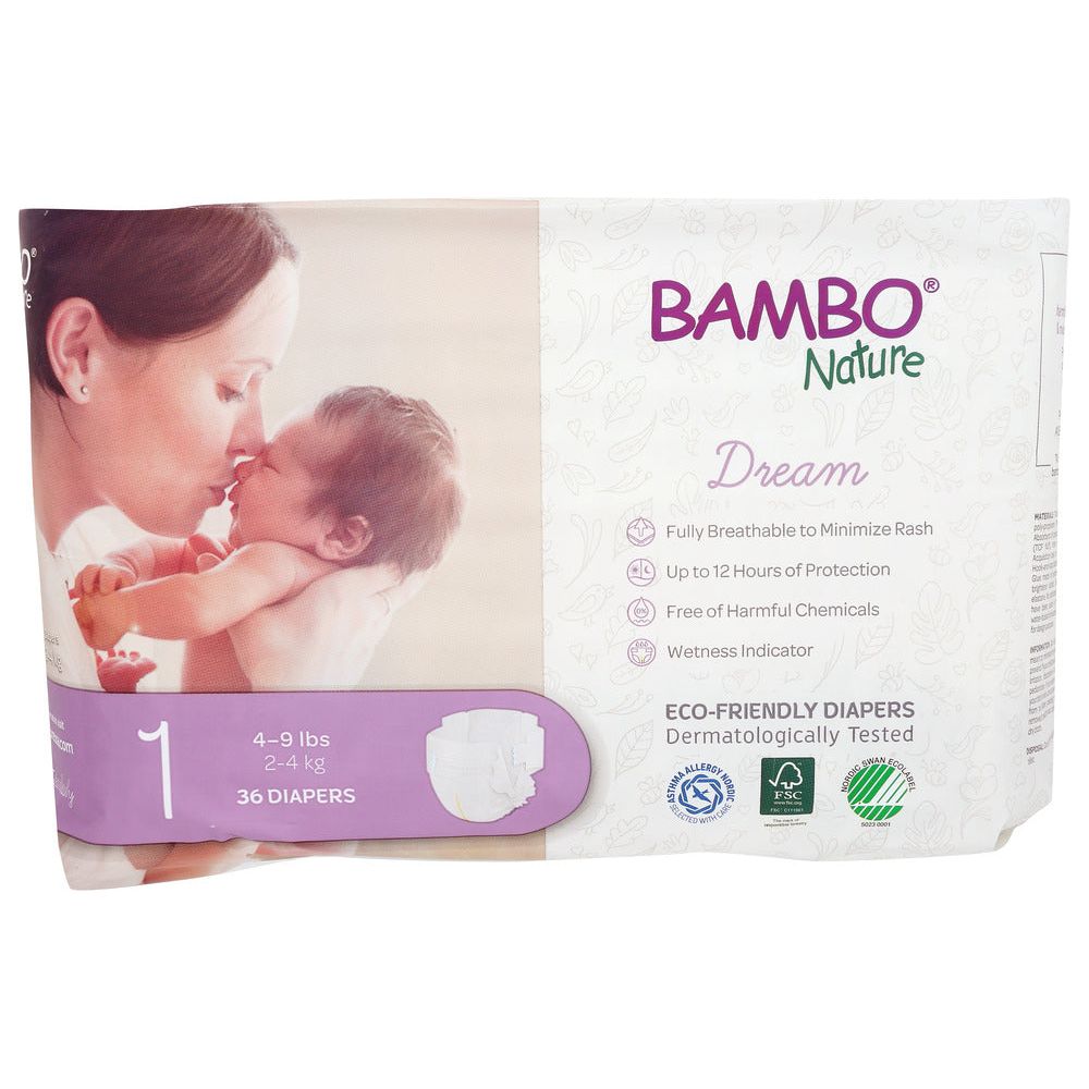 BAMBO NATURE: Diapers Baby Size 1, 36 pk - #tag1# - #tag2#