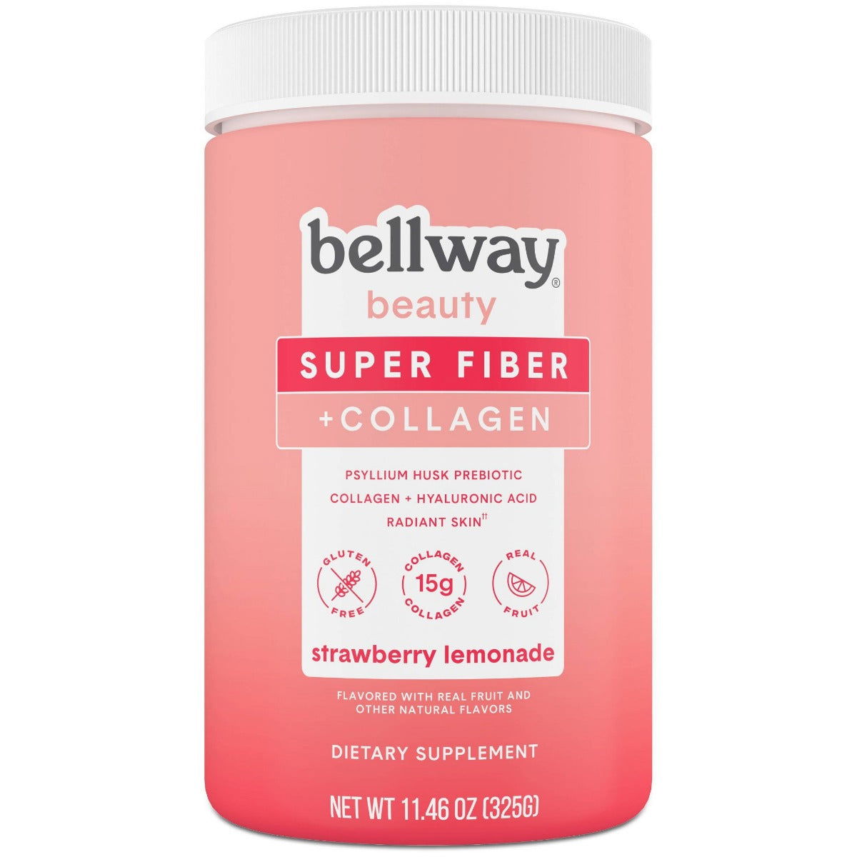 BELLWAY: Super Fiber Plus Collagen Strawberry Lemonade Powder, 11.46 oz - #tag1# - #tag2#