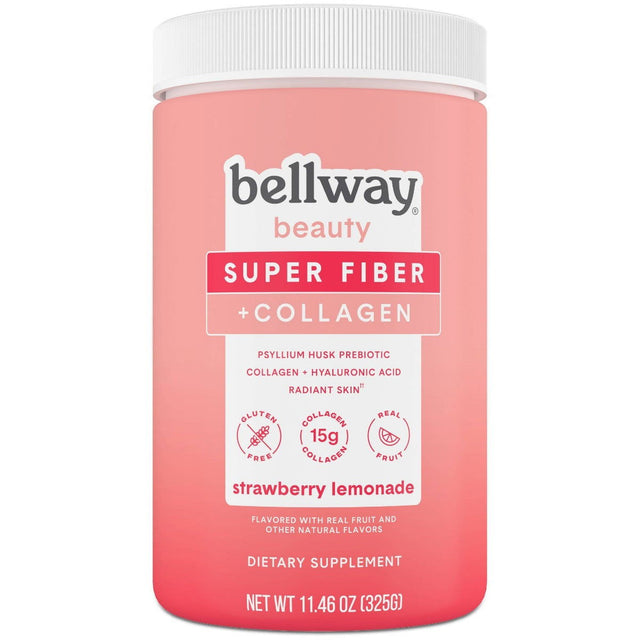 BELLWAY: Super Fiber Plus Collagen Strawberry Lemonade Powder, 11.46 oz - #tag1# - #tag2#