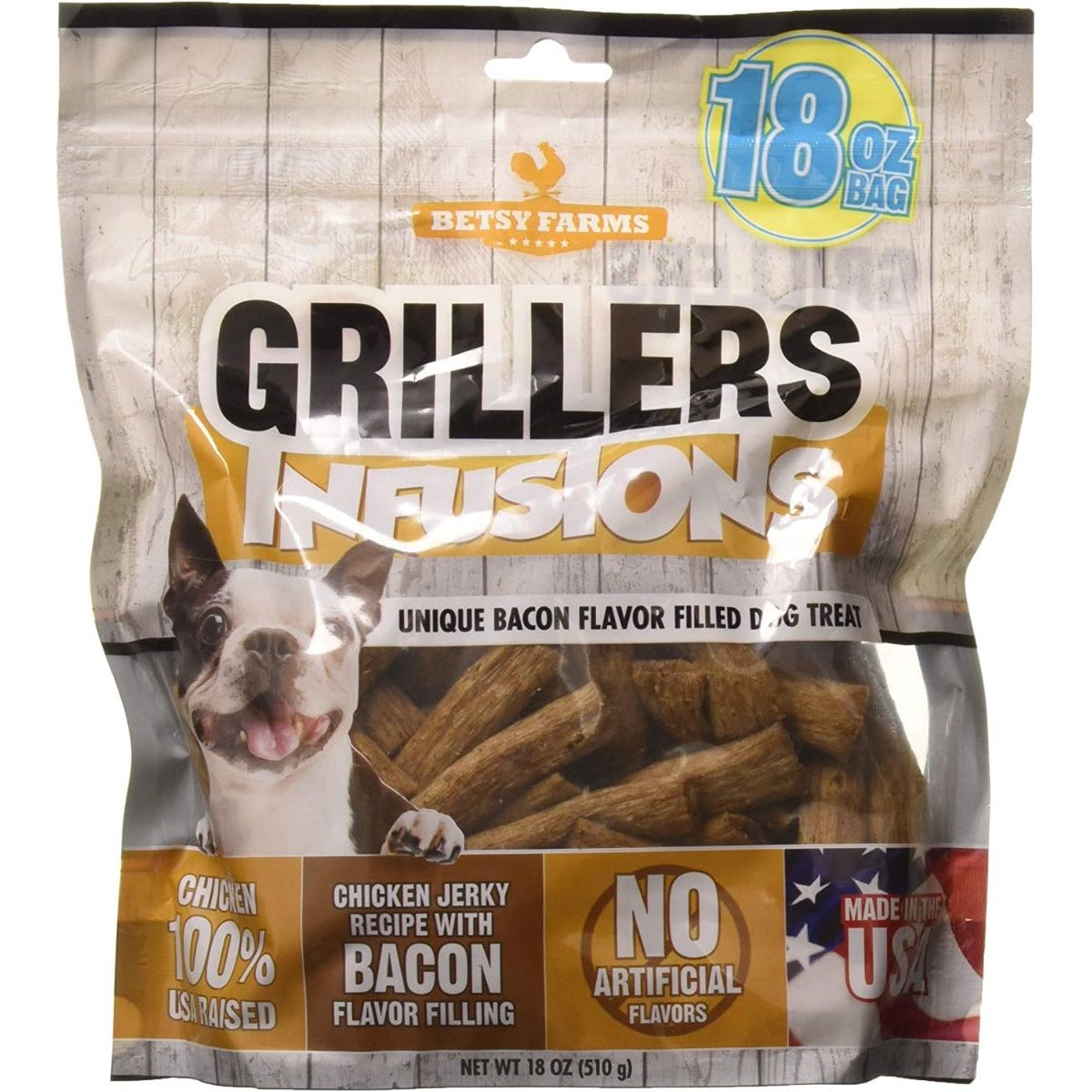 BETSY FARMS: Chicken Jerky Recipe With Bacon Filling Grillers Infusion Dog Treats, 18 oz - #tag1# - #tag2#