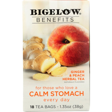 BIGELOW: Calm Stomach Ginger and Peach Herbal Tea, 1.35 oz - #tag1# - #tag2#