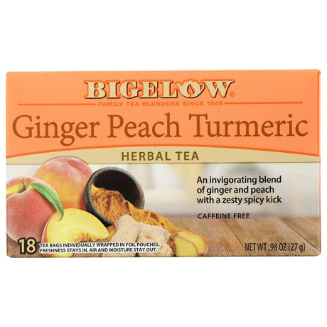 BIGELOW: Ginger Peach Turmeric Herbal Tea, 0.98 oz - Sunshine Co Op. - #tag1# - #tag2# - #tag3# - #tag4#