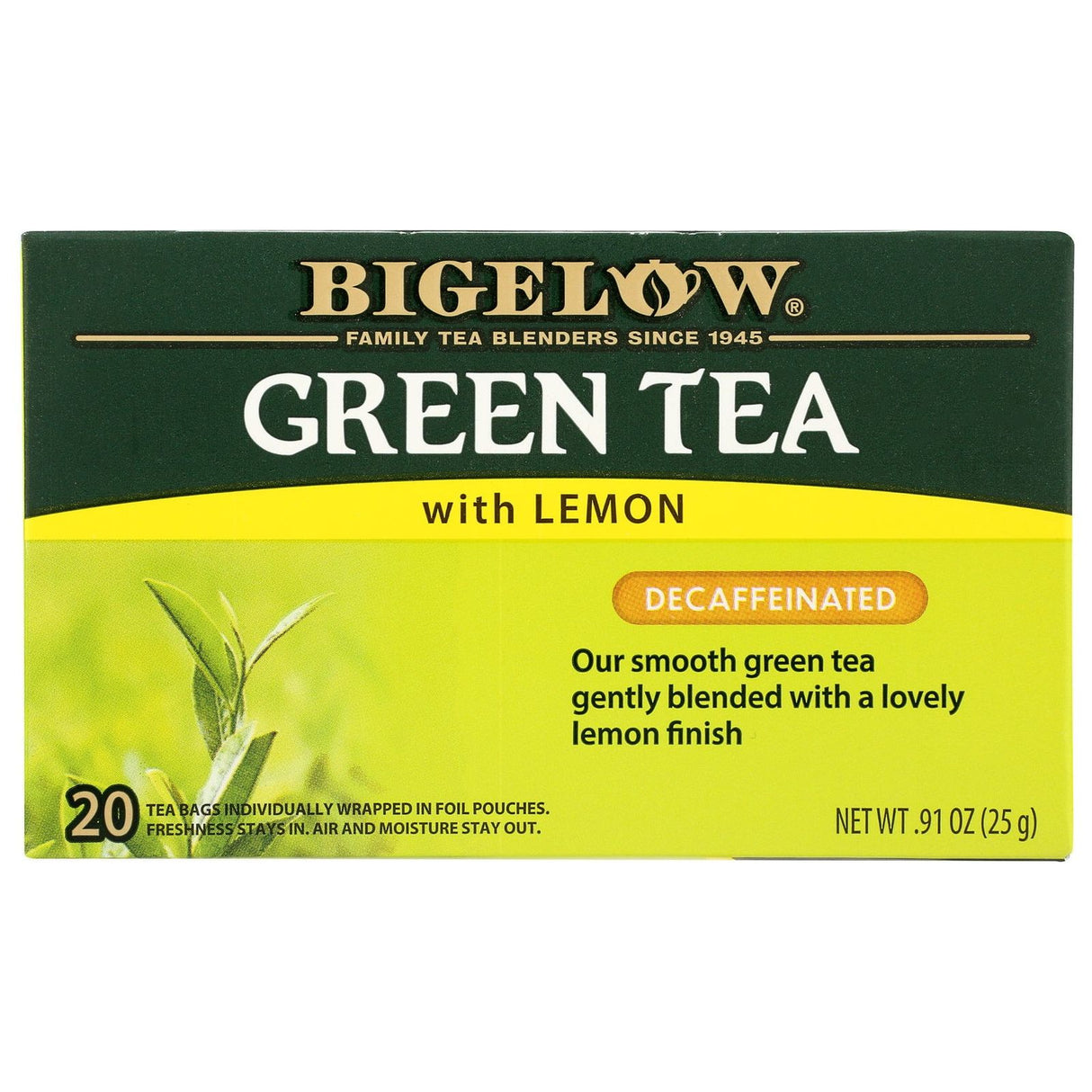 BIGELOW: Green Tea with Lemon Decaf 20 Bags, 0.91 oz - Sunshine Co Op. - #tag1# - #tag2# - #tag3# - #tag4#