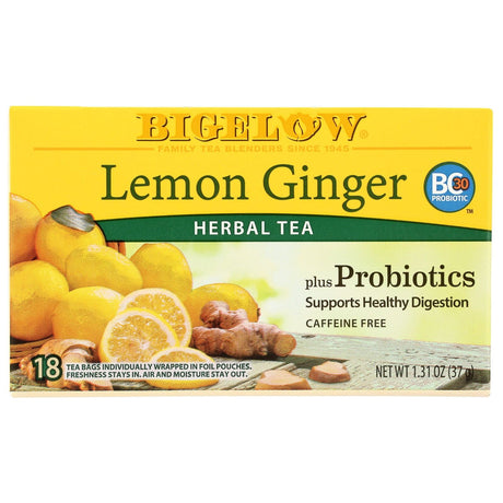 BIGELOW: Lemon Ginger Plus Probiotics Herbal Tea, 1.39 oz - Sunshine Co Op. - #tag1# - #tag2# - #tag3# - #tag4#