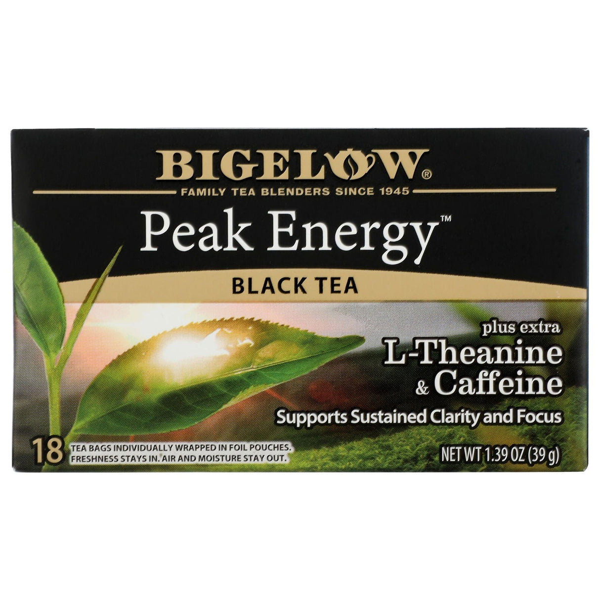 BIGELOW: Peak Energy Plus Extra L Theanine and Caffeine Black Tea 18Bg, 1.39 oz - #tag1# - #tag2#