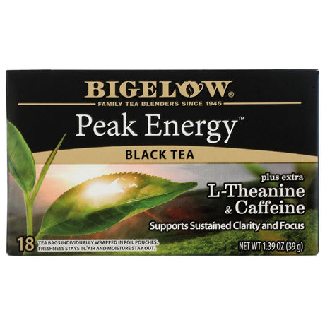 BIGELOW: Peak Energy Plus Extra L Theanine and Caffeine Black Tea 18Bg, 1.39 oz - #tag1# - #tag2#