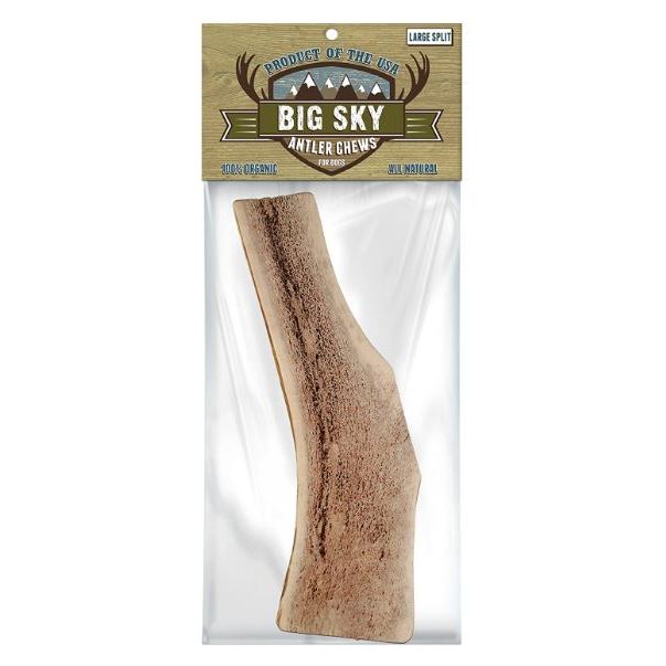 BIG SKY: Natural Split Antler Chew Large, 1 ea - #tag1# - #tag2#