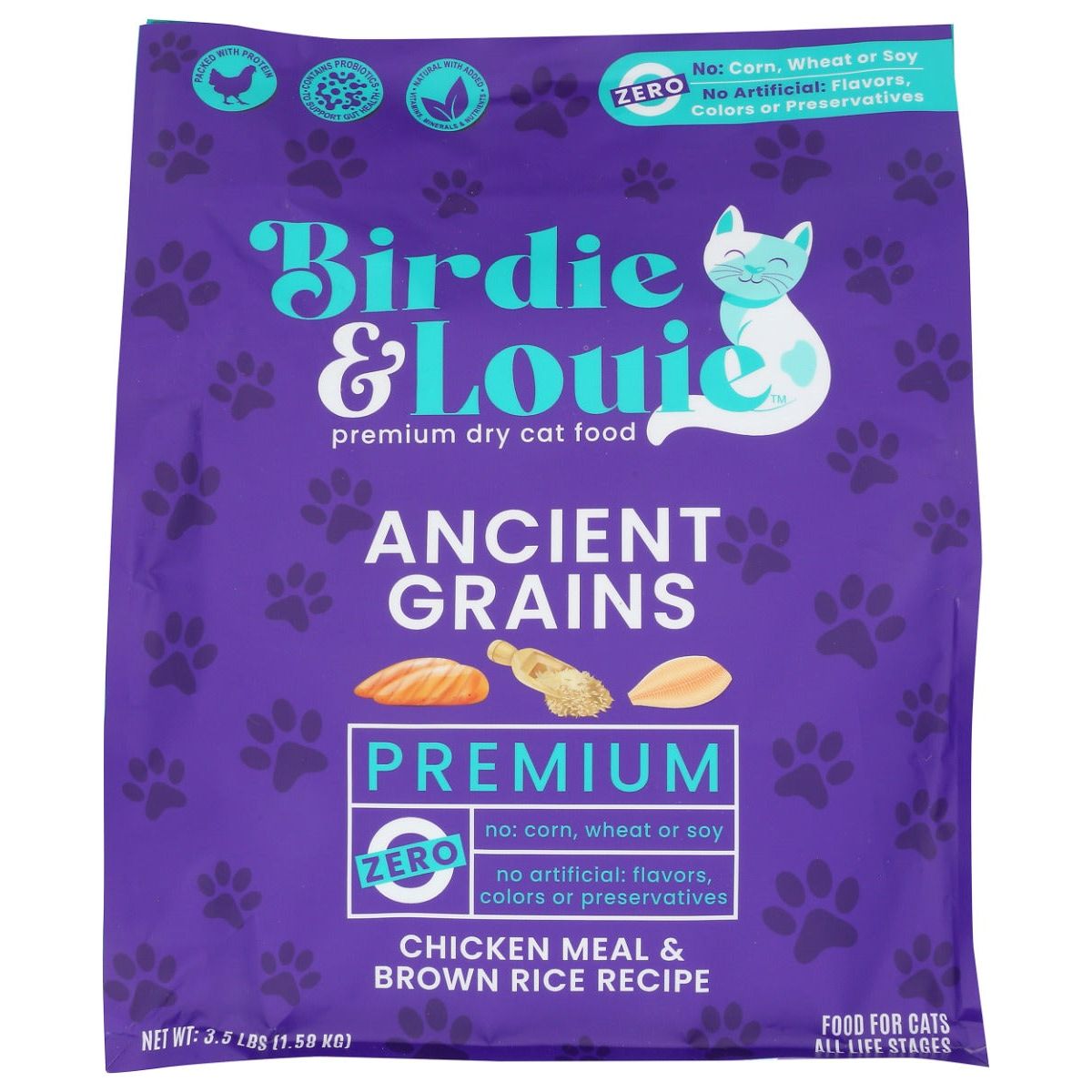 BIRDIE & LOUIE: Chicken Meal and Brown Rice Recipe Dry Cat Food, 3.5 lb - #tag1# - #tag2#