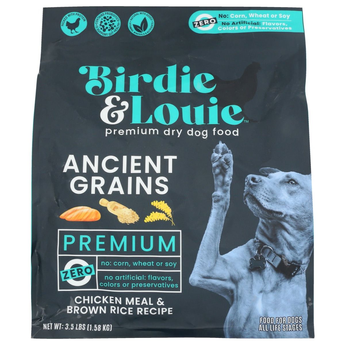 BIRDIE & LOUIE: Chicken Meal and Brown Rice Recipe Dry Dog Food, 3.5 lb - #tag1# - #tag2#