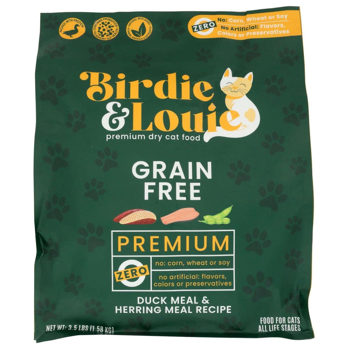 BIRDIE & LOUIE: Duck Meal and Herring Meal Recipe Dry Cat Food, 3.5 lb - #tag1# - #tag2#